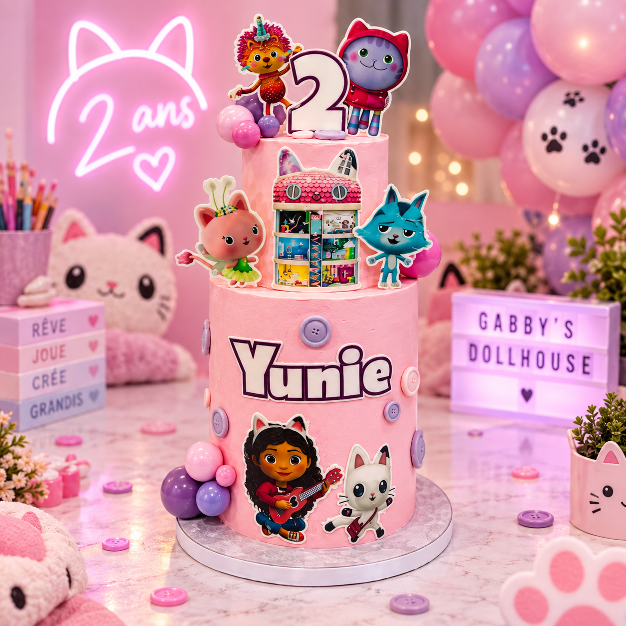 Gateau-Gabbie-dollhouse-petits-cornets-sucres