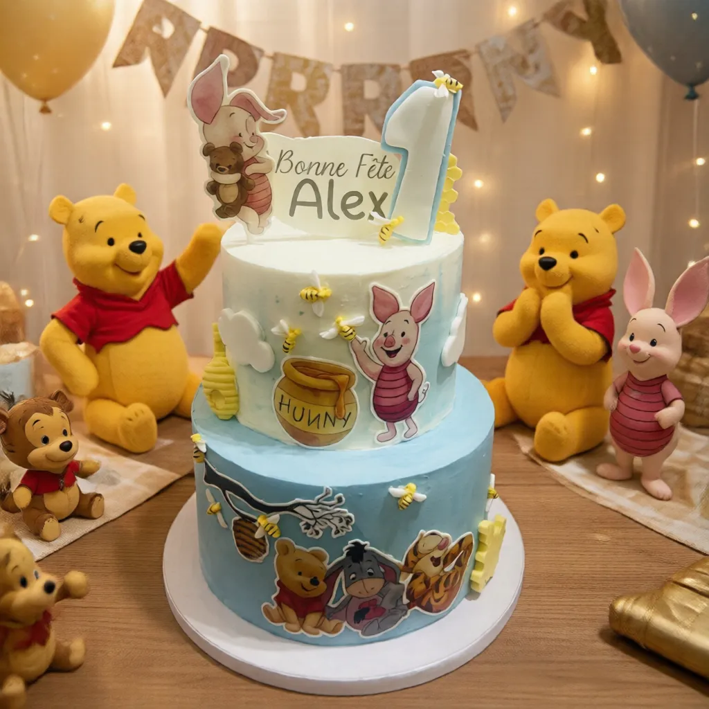Gateau-Winnie-the-pooh-petits-cornets-sucres