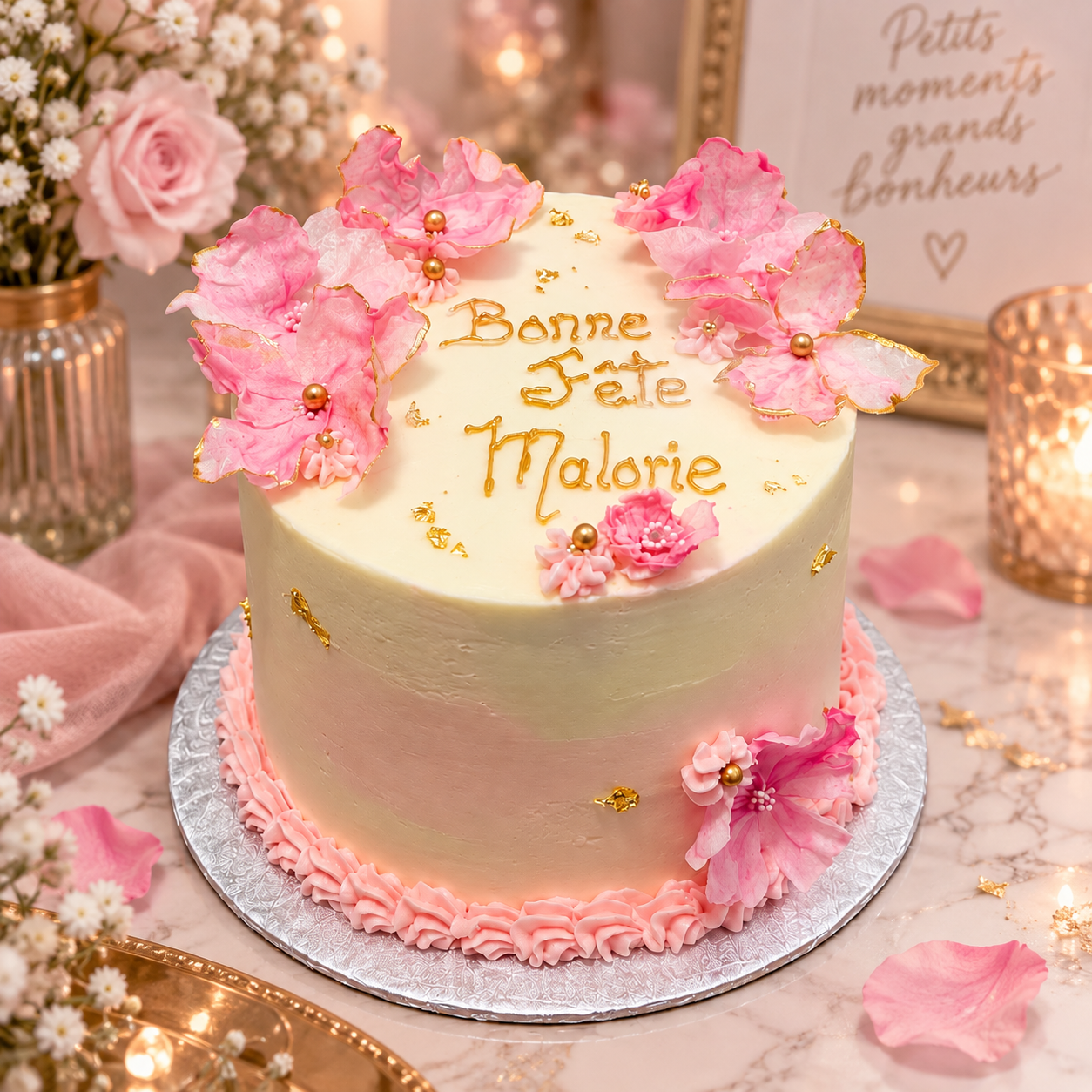 gateau-ton-de-rose-petits-cornets-sucres